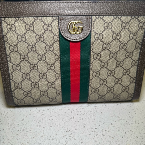Gucci Metallic Gold and Blue Leather Bag - Picture 1 of 4